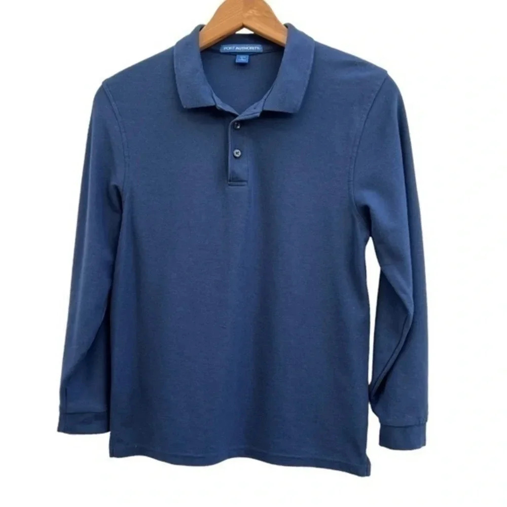 Port Authority Youth‎ Navy Blue Long Sleeve Polo Shirt Boys Size Large​​​